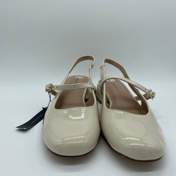 NWT Tahari Cream Patent Leather Mary Jane Kitten Heels Slingback Women size 7.5 - Picture 2 of 8